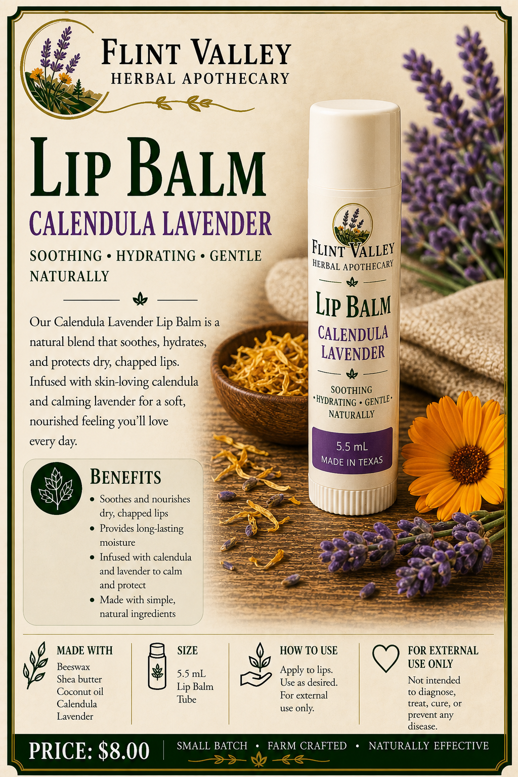Calendula Lavender Lip Balm